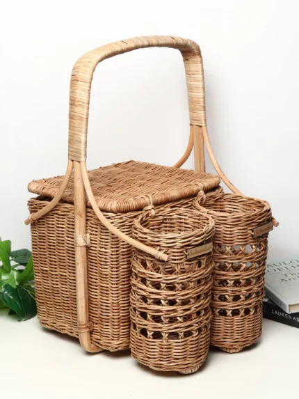 Wicker Picnic Basket | Cane Bamboo Basket