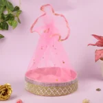 Round Gift Basket Cream With Red Net | 10 x 10 inch |