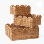 Scalloped Rattan Baskets (Set of 3)