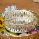 Crown – Round Silver Coated Basket Embossed – 10×2.5 and 8 inch