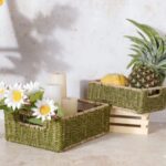 Handmade Green Raffia Basket