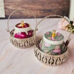 Silver finish Metal Baskets with Meena stickers
