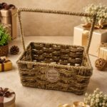 Basket Bridge Handwoven Jute & Iron Gift Hamper Basket with Handle | Eco-Friendly Decorative Storage Organizer for Gifting, Festivals & Home Decor